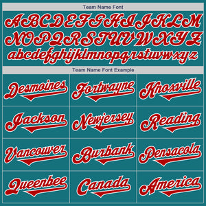 Custom Teal Red-White Authentic Two Tone Baseball Jersey