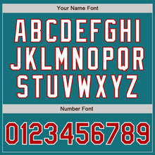 Load image into Gallery viewer, Custom Teal Red-White Authentic Two Tone Baseball Jersey
