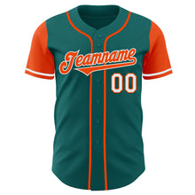 Load image into Gallery viewer, Custom Teal Orange-White Authentic Two Tone Baseball Jersey
