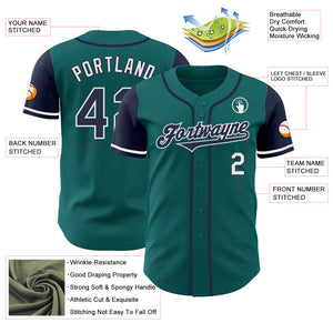 Custom Teal Navy-White Authentic Two Tone Baseball Jersey