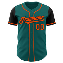 Load image into Gallery viewer, Custom Teal Orange-Black Authentic Two Tone Baseball Jersey
