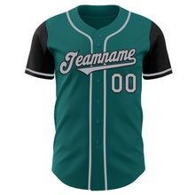 Load image into Gallery viewer, Custom Teal Gray-Black Authentic Two Tone Baseball Jersey
