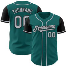 Load image into Gallery viewer, Custom Teal Gray-Black Authentic Two Tone Baseball Jersey
