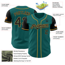 Load image into Gallery viewer, Custom Teal Black-Old Gold Authentic Two Tone Baseball Jersey
