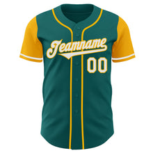 Load image into Gallery viewer, Custom Teal White-Gold Authentic Two Tone Baseball Jersey
