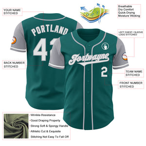 Custom Teal White-Gray Authentic Two Tone Baseball Jersey