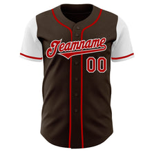 Load image into Gallery viewer, Custom Brown Red-White Authentic Two Tone Baseball Jersey
