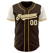 Load image into Gallery viewer, Custom Brown Cream-Old Gold Authentic Two Tone Baseball Jersey
