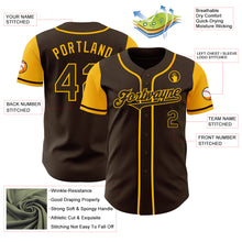 Load image into Gallery viewer, Custom Brown Gold Authentic Two Tone Baseball Jersey

