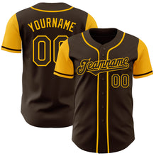 Load image into Gallery viewer, Custom Brown Gold Authentic Two Tone Baseball Jersey
