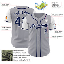 Load image into Gallery viewer, Custom Gray Navy-White Authentic Two Tone Baseball Jersey

