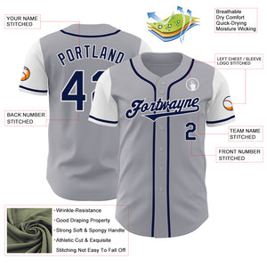 Custom Gray Navy-White Authentic Two Tone Baseball Jersey