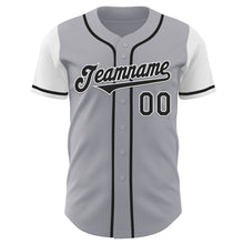 Load image into Gallery viewer, Custom Gray Black-White Authentic Two Tone Baseball Jersey
