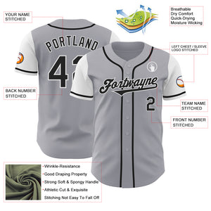 Custom Gray Black-White Authentic Two Tone Baseball Jersey
