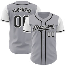 Load image into Gallery viewer, Custom Gray Black-White Authentic Two Tone Baseball Jersey
