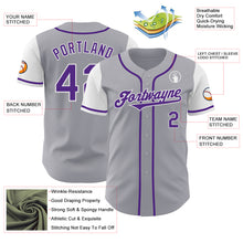 Load image into Gallery viewer, Custom Gray Purple-White Authentic Two Tone Baseball Jersey
