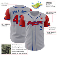 Load image into Gallery viewer, Custom Gray Red-Royal Authentic Two Tone Baseball Jersey
