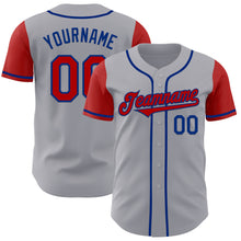 Load image into Gallery viewer, Custom Gray Red-Royal Authentic Two Tone Baseball Jersey
