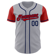 Load image into Gallery viewer, Custom Gray Red-Navy Authentic Two Tone Baseball Jersey
