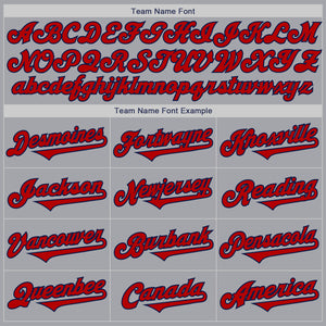Custom Gray Red-Navy Authentic Two Tone Baseball Jersey