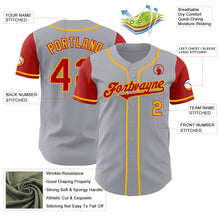 Load image into Gallery viewer, Custom Gray Red-Gold Authentic Two Tone Baseball Jersey
