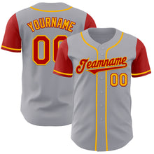 Load image into Gallery viewer, Custom Gray Red-Gold Authentic Two Tone Baseball Jersey
