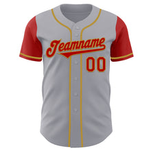 Load image into Gallery viewer, Custom Gray Red-Old Gold Authentic Two Tone Baseball Jersey
