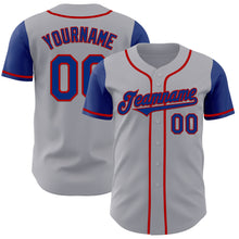 Load image into Gallery viewer, Custom Gray Royal-Red Authentic Two Tone Baseball Jersey
