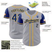 Load image into Gallery viewer, Custom Gray Royal-Gold Authentic Two Tone Baseball Jersey
