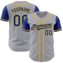 Load image into Gallery viewer, Custom Gray Royal-Gold Authentic Two Tone Baseball Jersey
