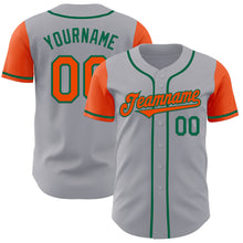 Load image into Gallery viewer, Custom Gray Orange-Kelly Green Authentic Two Tone Baseball Jersey
