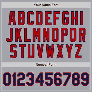 Custom Gray Navy-Red Authentic Two Tone Baseball Jersey