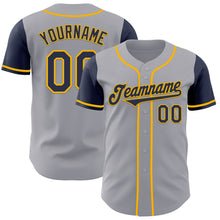 Load image into Gallery viewer, Custom Gray Navy-Gold Authentic Two Tone Baseball Jersey
