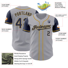 Load image into Gallery viewer, Custom Gray Navy-Old Gold Authentic Two Tone Baseball Jersey
