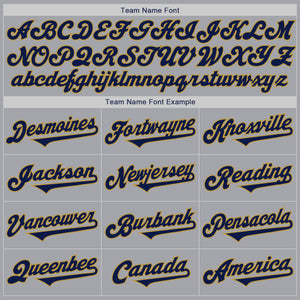 Custom Gray Navy-Old Gold Authentic Two Tone Baseball Jersey