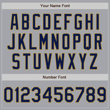 Load image into Gallery viewer, Custom Gray Navy-Old Gold Authentic Two Tone Baseball Jersey
