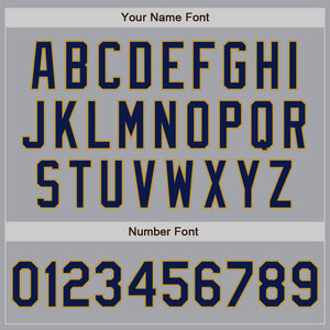 Custom Gray Navy-Old Gold Authentic Two Tone Baseball Jersey