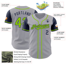 Load image into Gallery viewer, Custom Gray Neon Green-Navy Authentic Two Tone Baseball Jersey
