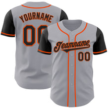 Load image into Gallery viewer, Custom Gray Black-Orange Authentic Two Tone Baseball Jersey
