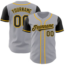 Load image into Gallery viewer, Custom Gray Black-Gold Authentic Two Tone Baseball Jersey
