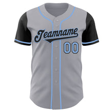 Load image into Gallery viewer, Custom Gray Black-Light Blue Authentic Two Tone Baseball Jersey
