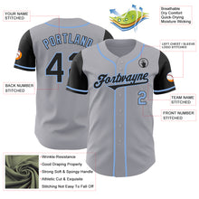 Load image into Gallery viewer, Custom Gray Black-Light Blue Authentic Two Tone Baseball Jersey

