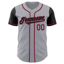 Load image into Gallery viewer, Custom Gray Black-Crimson Authentic Two Tone Baseball Jersey
