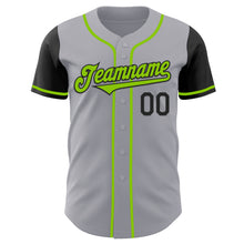 Load image into Gallery viewer, Custom Gray Neon Green-Black Authentic Two Tone Baseball Jersey
