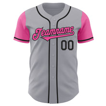 Load image into Gallery viewer, Custom Gray Pink-Black Authentic Two Tone Baseball Jersey
