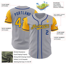 Load image into Gallery viewer, Custom Gray Gold-Royal Authentic Two Tone Baseball Jersey
