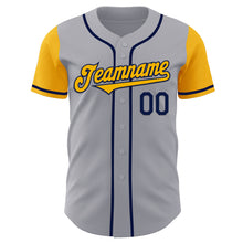 Load image into Gallery viewer, Custom Gray Gold-Navy Authentic Two Tone Baseball Jersey
