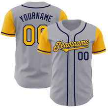 Load image into Gallery viewer, Custom Gray Gold-Navy Authentic Two Tone Baseball Jersey
