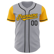 Load image into Gallery viewer, Custom Gray Gold-Black Authentic Two Tone Baseball Jersey
