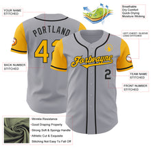 Load image into Gallery viewer, Custom Gray Gold-Black Authentic Two Tone Baseball Jersey
